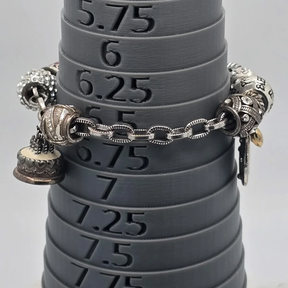 Brighton Charm Bracelet Silver Tone Enamel Birthday Faith Love Friends luck